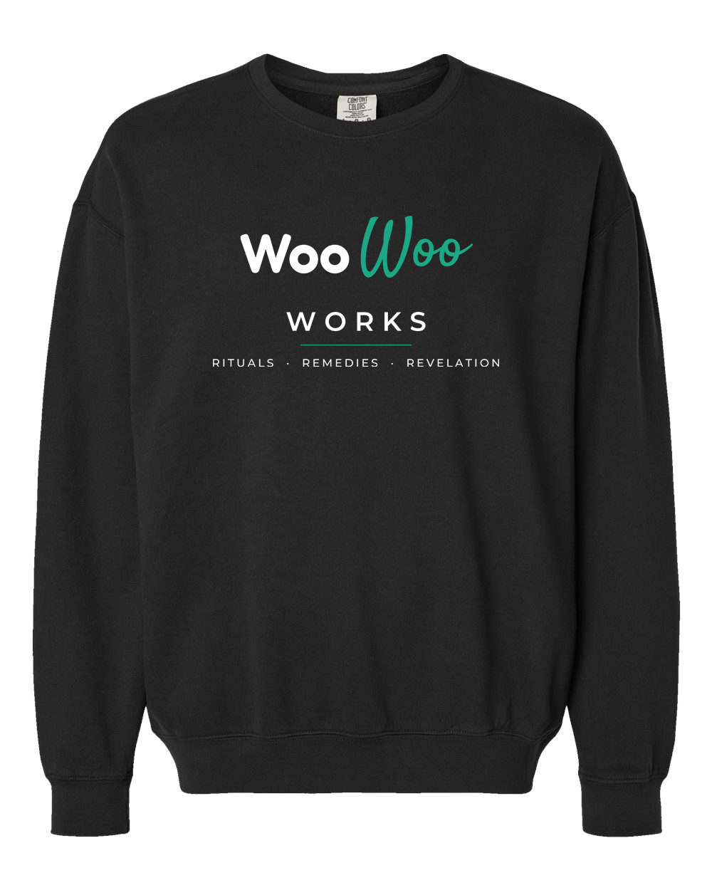 Black sweatshirt — horizontal logo