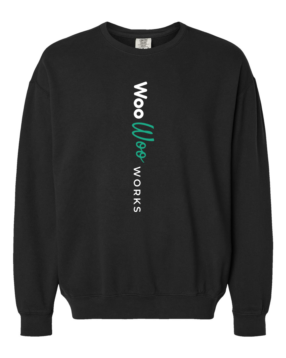 Black sweatshirt — vertical logo